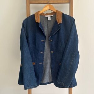 J.G. HOOK l DENIM JEAN JACKET SIZE 14 CORDUROY COLLAR & POCKETS